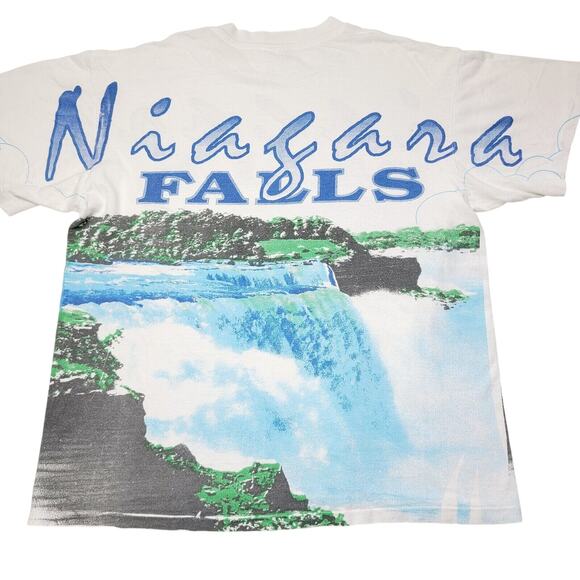 Vintage Niagara Falls Canada AOP 90's T-shirt Men's Size Large White USA